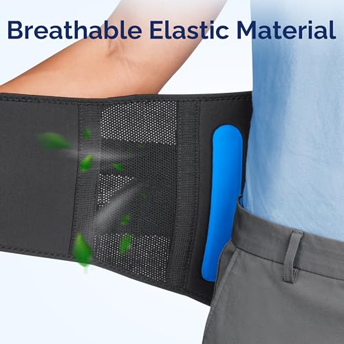 FEATOL Lower Back Brace with 5 Reinforced Stays for Women and Men, Adjustable Snug-Fit Lumbar Support Belt for Work, Size ...