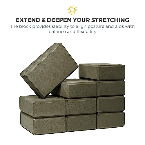 Sunshine Yoga 3" Yoga Block, 10 Pack Bulk EVA Foam Yoga Blocks, Firm and Supportive Yoga Brick, Balance Foam for Stretchin...