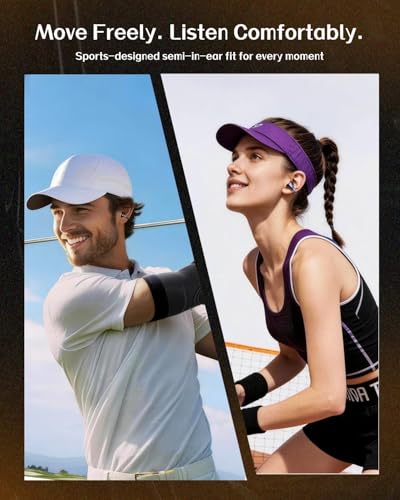 Kinglucky Open Ear Clip-On Earbuds, Semi-in-Ear Headphones No Ear Pain, Secure Fit for Running, Focused Sound for Work, Bl...