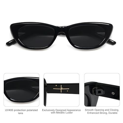 SOJOS Trendy Polarized Narrow Cat Eye Sunglasses for Women Retro Cute Small Womens Shades SJ2284