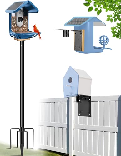 XDW-GIFTS Bird House Pole, 1 Pack 109 Inch Metal Bird Feeder Pole for Outdoor, with 5-Prong Heavy Duty Base for Birdhouse ...