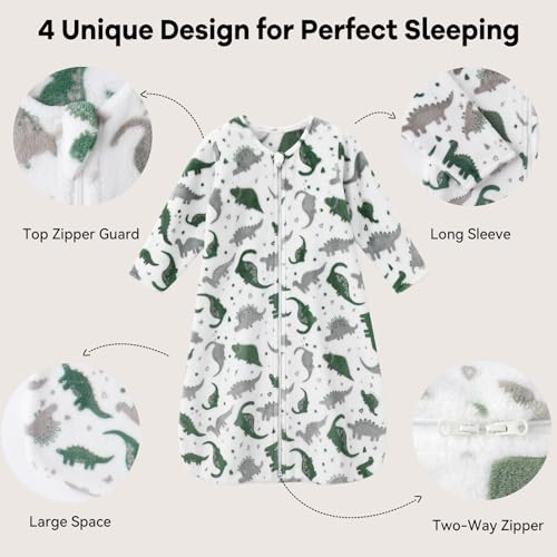 Unnivoll Fleece Baby Sleep Sack 6-12 Months Long Sleeve 2.0 Tog Baby Wearable Blanket with 2-Way Zipper Warm Sleeping Sack...