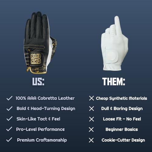 BLURRD Goods Men’s Premium Cabretta Leather 24K Golf Glove (2-Pack) – Soft Tour-Level Feel, Durable Grip & Breathable – Wo...