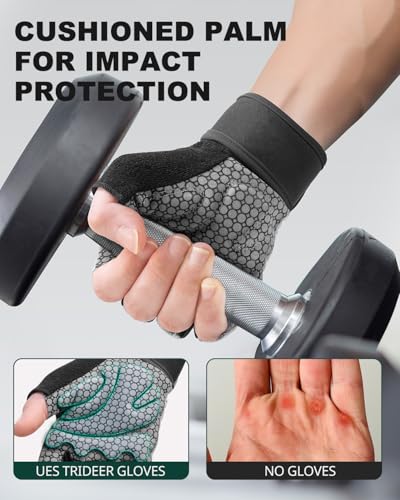 Trideer Weight Lifting Gloves for Women Men with Wrist Support, Workout Gloves Women Full Palm Protection for Gym Trainin...