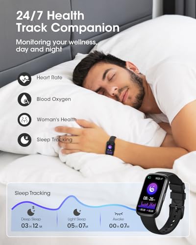 Health Fitness Tracker for Men Women: Smart Watch with 24H Heart Rate Monitor Blood Oxygen Sleep Tracker Calorie Step Coun...