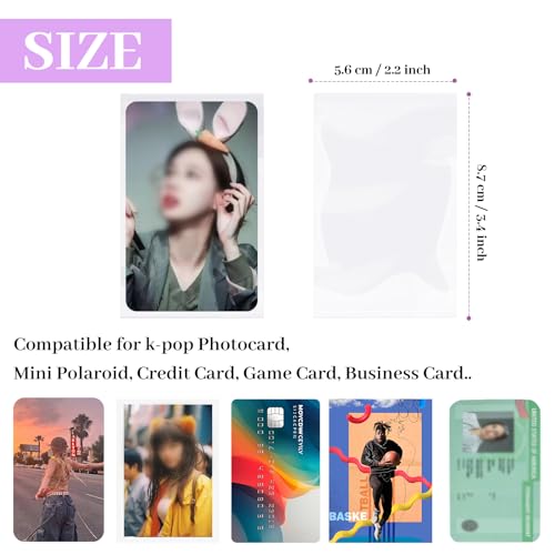 100 Pcs photocard Sleeves, 57x88mm Ultra Clear and Thick Sleeves Idol Photo Cards Protector Trading Cards Shield Cover