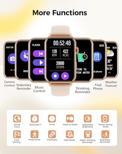 Health Fitness Tracker Smart Watch with 24/7 Heart Rate Blood Oxygen Blood Pressure Monitor Sleep Tracker 128 Exercise Mod...