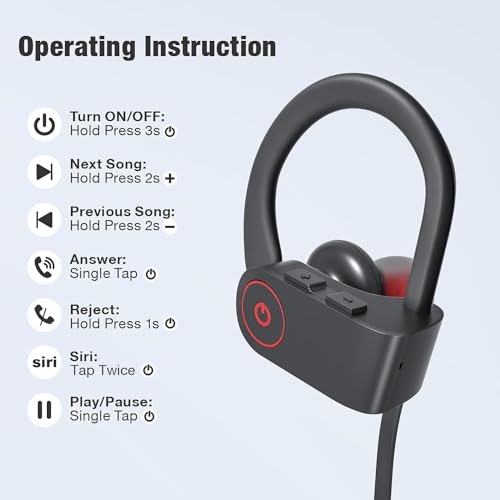 JOYWISE Bluetooth Wireless Headphones 16H Playtime Earbuds with Mic Stereo in-Ear Earphones, IPX7 Waterproof Sports Sound ...