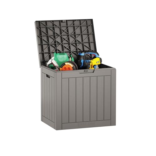 EAST OAK Outdoor Storage Box, 31 Gallon Deck Box Indoor and Outdoor Use, Waterproof Resin Storage Bin for Package Deliver...