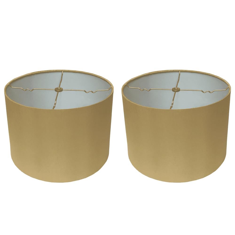 Royal Designs, Inc. Shallow Drum Lamp Shade, HB-610-10AGL-2, 9 x 10 x 7 in, Antique Gold, 2 Pack, Wood/Metal
