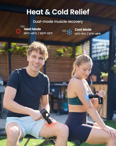 RENPHO Active Mini Thermacool Massage Gun with Heat and Cold, Valentine's Day Gifts, Percussion Deep Tissue Back Massager ...