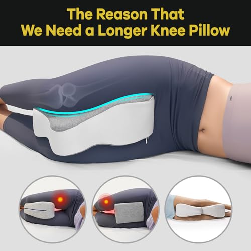 anzhixiu Long 14” Knee Pillow for Side Sleeper Fully Support Thighs and Knees for Required Knee Separation- Leg Pillow for...