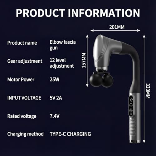 makecatch Long Handle Massage Gun for Back and Shoulders, Ergonomic Extended Reach Deep Tissue Massager, U-Shaped Dual Hea...