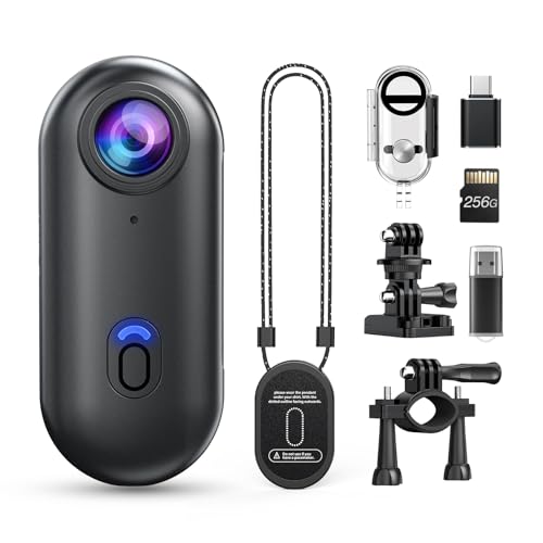 Losfom Z10 4K Action Camera, 256GB Wearable Sports Camera with Waterproof Case, Magnetic Clip, and Quick-Mount Accessorie...
