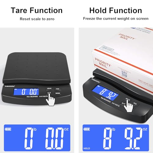 THINKSCALE 88lb Shipping Scale, 0.1oz Precision, Digital Postal Scale with Large LCD, Hold/Tare/Piece Counting, 5 Units, D...