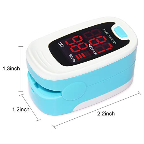 CONTEC CMS50M Fingertip Pulse Oximeter Blood Oxygen Saturation Monitor with Lanyard Blue White Color