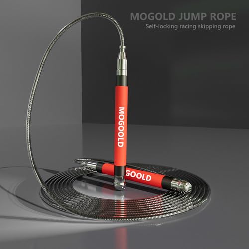 MOGOLD 2-in-1 Speed Rope: 2mm for Boxing/MMA & 3mm for CrossFit - Tool-Free Adjustable Cable System with Dual Bearings - S...