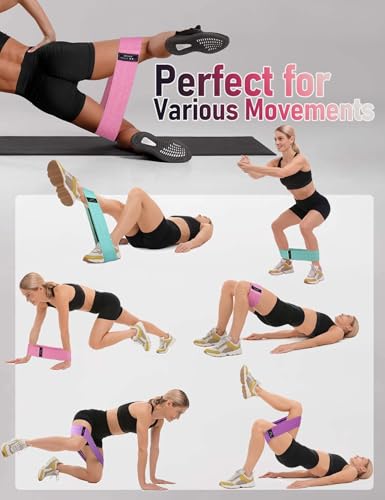 Resistance Bands for Working Out Hip and Legs, Fabric Booty Bands Set, Widen Exercise Bands for Women Men, Pilates Stretch...
