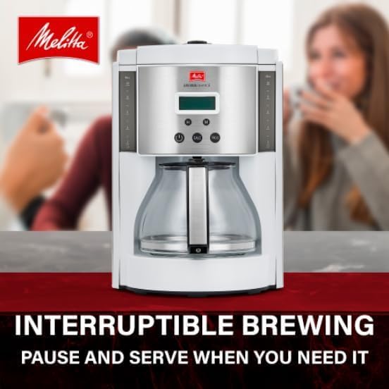 Melitta Vision 10-Cup Drip Coffee Maker, Automatic and Programmable, 96oz Capacity with 5-Pack Coffee Filters | White
