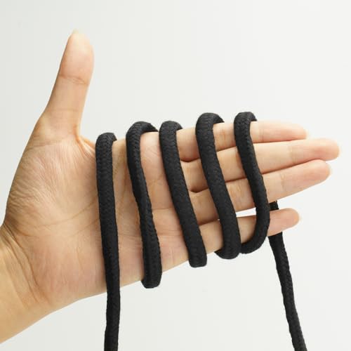 KINGLAKE 10MM Soft Cotton Rope 2 Pack 33Ft/10M Black Rope Thick Rope for Plant Hanging, Hanging Clothes, Crafts, Wrapping,...