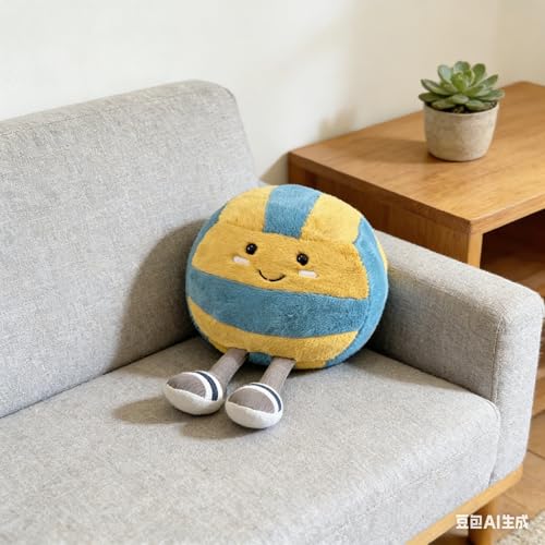 MUALML Cute Volleyball Stuff Soft Sports Stuffed Plush Pillow, Funny Plush Volleyball Gifts for Teen Girls Boys