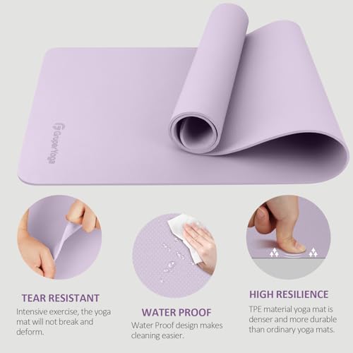 Yoga Mat Non Slip, 72"L x 24"W x 0.24"/0.32"TH, Anti-Tear Exercise Mat with Carrying Strap and Bag, Pro TPE Yoga Mats for ...