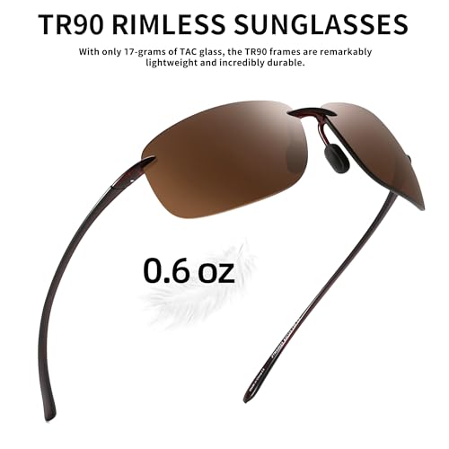 JIM HALO Sport Sunglasses for Men Women TR90 Rimless Frame for Running Fishing Cycling Driving