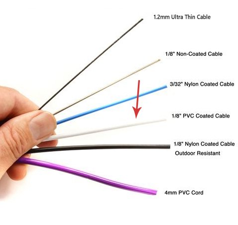 Replacement Freestyle Jump Rope Cable - 1/8" Thick Flexible PVC Coated Cord with Stainless Steel Core - White / 10ft Long...