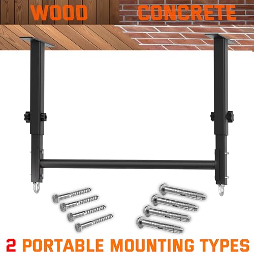 HWOOUSA 48" Ceiling Mount Pull Up Bar, Heavy Duty Multi-Grip Rafter Chin Up Bar for Garage/Basement/Backyard Ceiling Beam,...