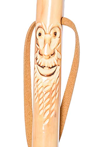 FOREST PILOT Root Head Wooden Walking Stick with Old Man Face Carving(Nature Color, 55 Inches, 1 Piece