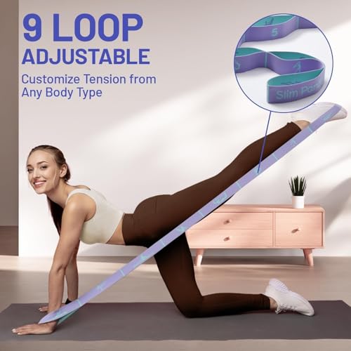 Slim Panda Stretch Strap, Multi-Loop for Physical Therapy,Elastic Yoga Stretching Strap for Dance,Yoga, Pilates & Gymnasti...