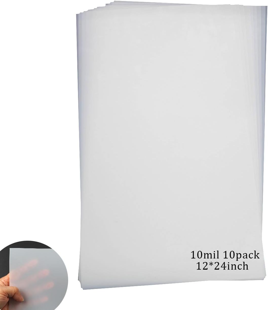 EGOSKY 10 Sheets 10 mil Mylar Sheet 12 x 24 inch Milky Translucent Plastic Blank Stencil, Make Your Own Stencil Template Material