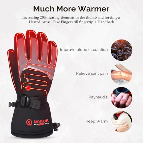 SAVIOR HEAT Heated Gloves for Men Women, 7.4v 2200mah Electric Rechargeable Battery Powered Warm Gloves, Up to 8 Hours for...