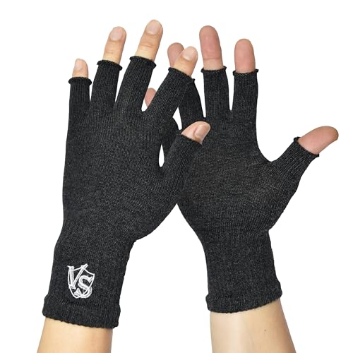 VITAL SALVEO Fingerless Recovery Gloves Stretchy Hands Office Unisex Half Finger Typing Texting Circulation Gloves (Pair)
