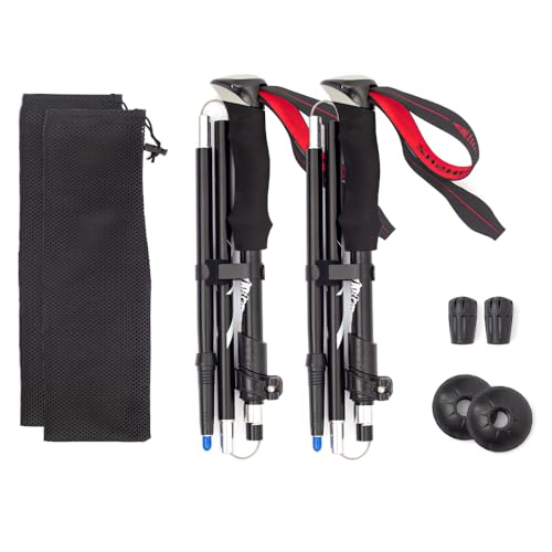 2Ps Trekking Poles, Collapsible Hiking Sticks with Tip Kits Suitable for Various Terrains, Lightweight Aircraft-Grade Alum...