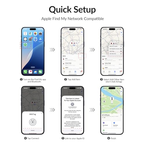 Tracker Tag (4 Pack) - Apple MFi Certified & IP67 Waterproof | Works with Apple Find My Network (iOS) to Track Keys, Walle...