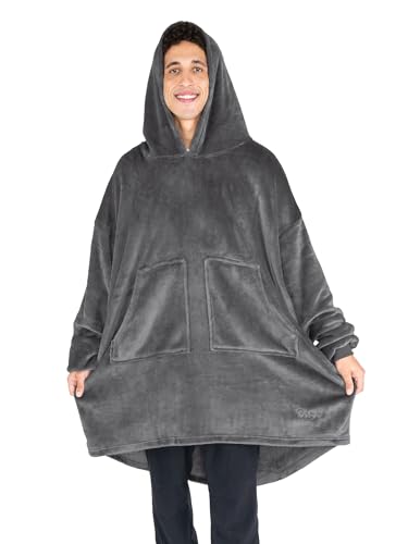 Bare Home Microplush Wearable Blanket with Split Front Pockets - Soft and Plush - Warm and Cozy - Adult & Kid Sizes (Adul...