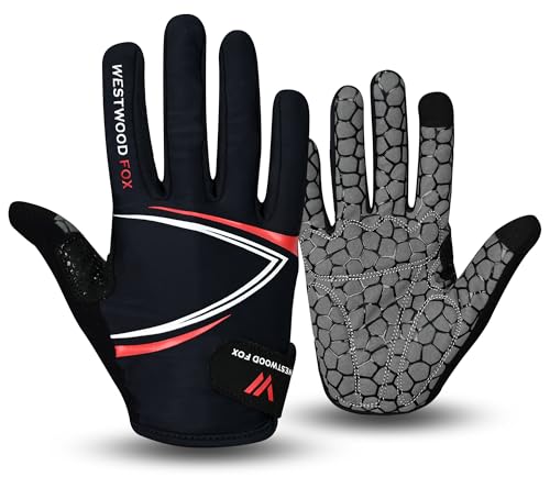 WESTWOOD FOX Full Finger Cycling Gloves, Padded, Anti-Slip Touchscreen, Shock Absorbing Mountain Bike Gloves for Road Bicy...