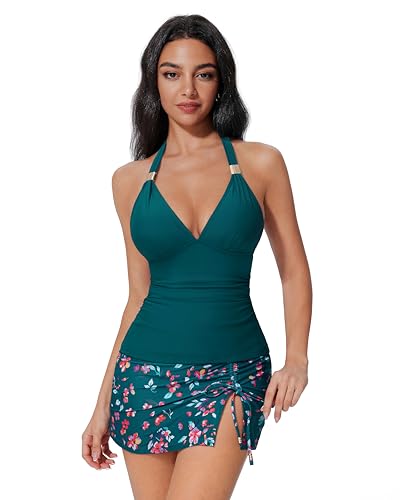 SUUKSESS Women Tummy Control Tankini Swimsuit Sexy Halter Bathing Suit 2 Piece