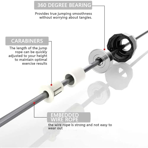 Jump Rope, Adjustable Jump Ropes for Fitness for Women Men and Kids Tangle-Free Rapid Speed Jumping Rope Cable with Ball B...
