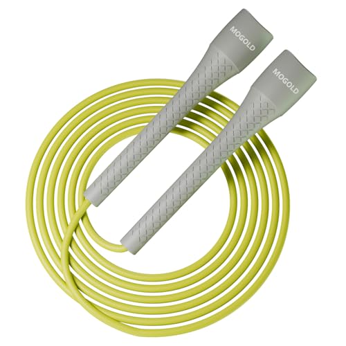 MOGOLD Unbreakable 5mm pvc Jump Rope – Pro-Grade PP Handles with Diamond Texture, 40X Strength PVC Cord, Adjustable 3m Len...