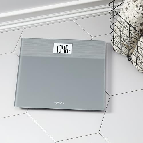 Taylor Digital Wide Platform Bathroom Scale, Scale for Body Weight, Weighing Machine, Battery Powered, Measures Weight up ...