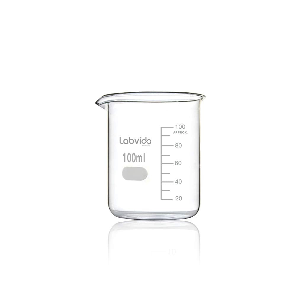 Labvida Upgrated 3 Size Low Form Beaker Set, 50ml 100ml 250ml, 3.3 Boro Glass Beakers with Printed Graduation, LVA017