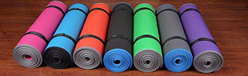 Fitvids All-Purpose 2/5-Inch (10mm) Extra Thick High Density Anti-Slip Exercise Pilates Yoga Mat with Carrying Strap, Mult...