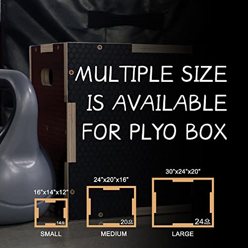 Fitvids 3 in 1 Non-Slip Wooden Plyo Box Jump Exercise Platform, Plyometric Workout Equipment for Home Gym, Training Step B...