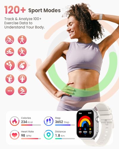 Smart Watches for Women for iPhone Android: 1.85" Smart Watch with 30 Days+ Battery Life Make/Recive Call Heart Rate SpO2 ...