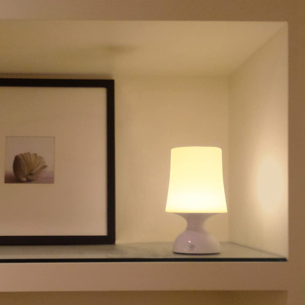 RiverLux LED Mood Light, Battery Powered Table Lamp, Minimalist Design, White, Model RL-NV002-WW