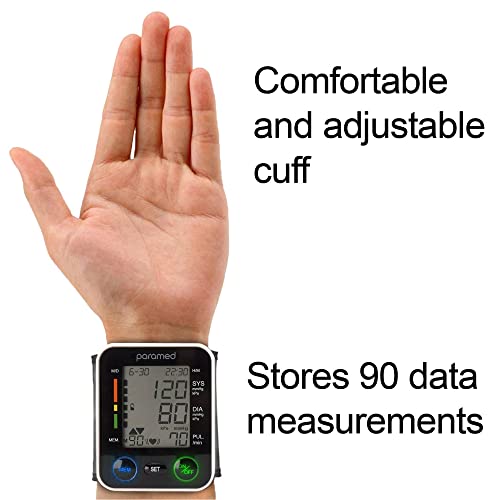 PARAMED Automatic Wrist Blood Pressure Monitor: Blood-Pressure Kit of Bp Cuff + 2AAA and Carrying case - Irregular Heartbe...