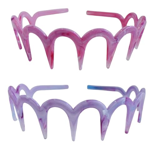 Spenlly 2Pcs Zig Zag Headbands for Women Girls, Plastic Shark Tooth Hair Comb Fashion Non Slip Teeth Hair Accessories (Pin...