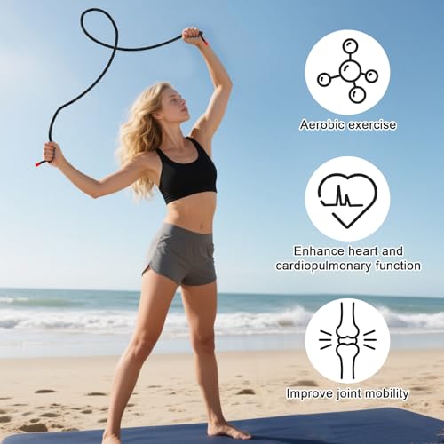 Flow Rope Exercise Jump Rope For Fitness, Working Out, Flow with 9 Ft Adjustable Double Woven Workout Rope For Men, Women,...